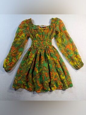 Vintage 70's Young Edwardian Psychedelic Mini Dress